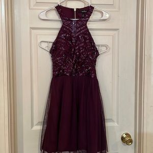 Speechless Burgundy Sequin Prom Dress